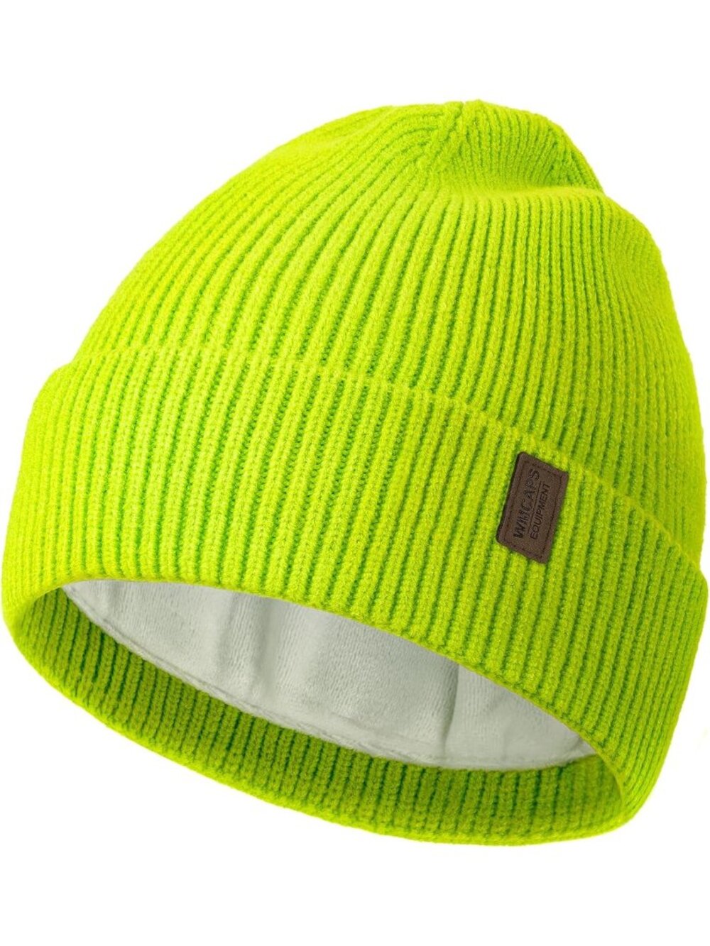 Unisex Bright Green Winter Beanie For Soft Fleece Lined Knit Ski Hat Warm Cap